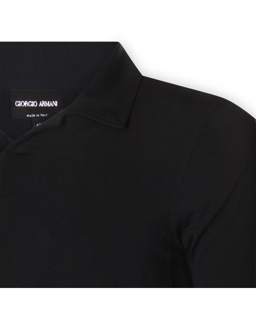 Giorgio Armani Black Viscose Polo Shirt for men