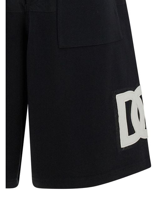 Dolce & Gabbana Black Bermuda Shorts With Contrasting Dg Patch for men