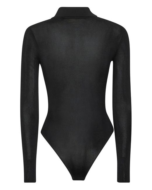 Self-Portrait Black Viscose Knit Bodysuit