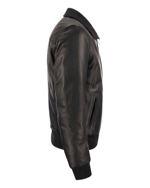 Stewart Black Colorado - Padded Leather Jacket for men
