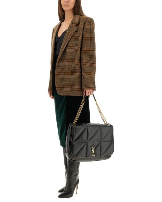 Saint Laurent Brown Prince Of Wales Wool Jacket