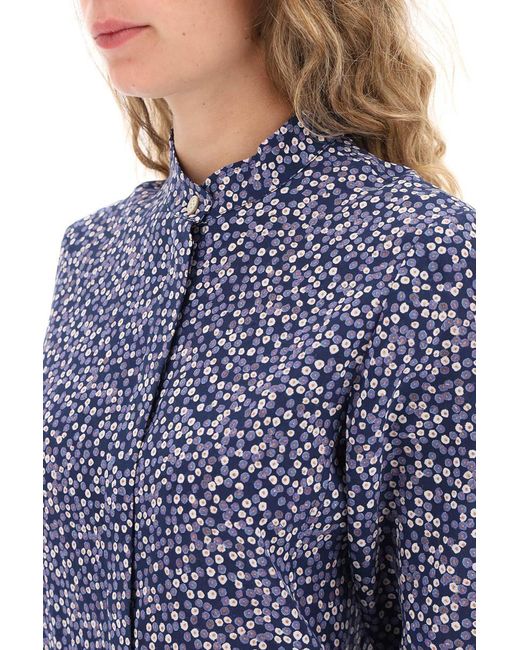 Isabel Marant Blue Ilda Silk Shirt With Floral Print