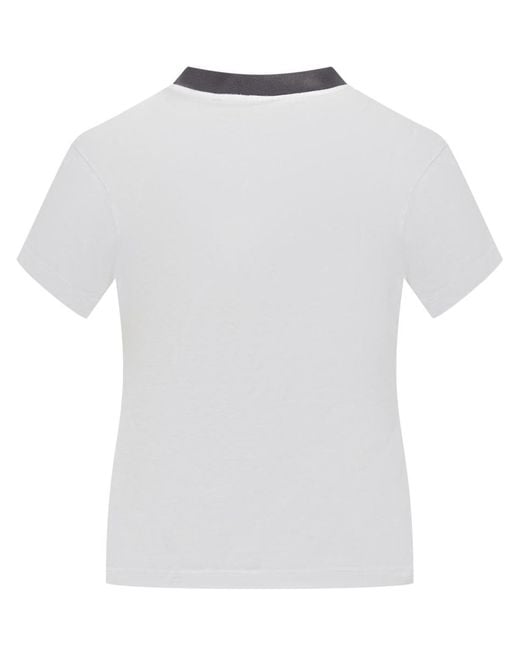Off-White c/o Virgil Abloh Gray White T-shirt With Logo Embroidery
