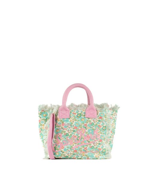 Mc2 Saint Barth Green Colette Cotton Canvas Bag With All Over Betsy Print