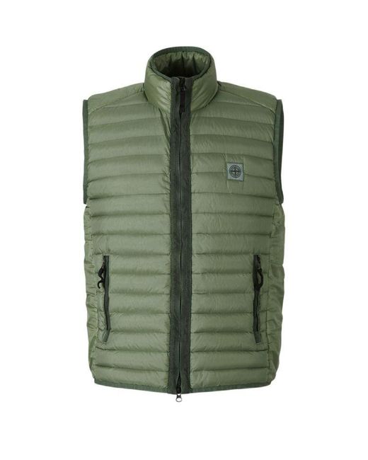Stone Island Green Logo Quilted Vest for men