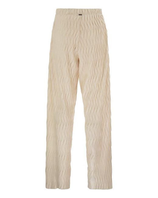 Herno Natural Trousers With Crumpled Effect