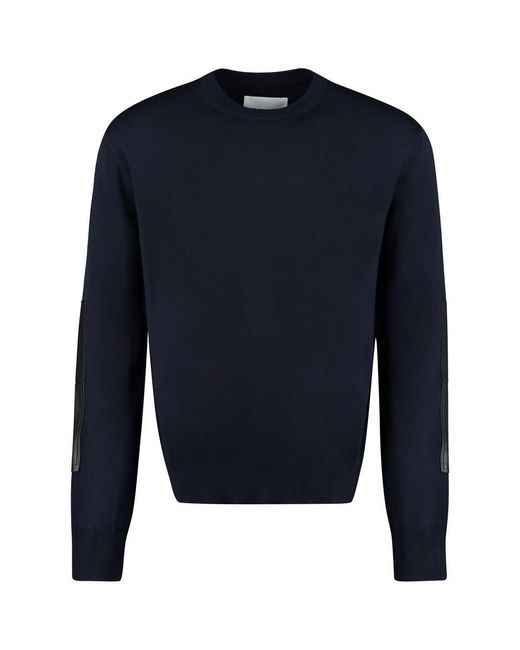 Jil Sander Blue Crew-Neck Wool Sweater for men