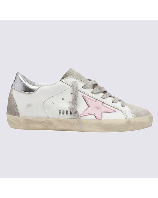 Golden Goose Deluxe Brand White Ice And Orchid Pink Leather Super-star Sneakers