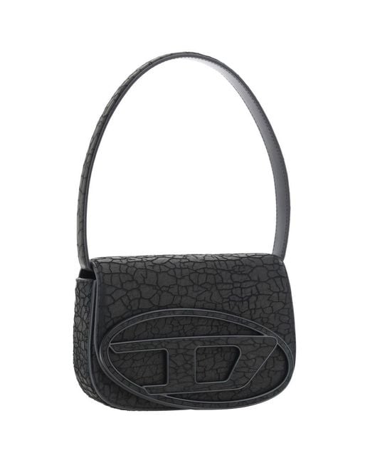 DIESEL Black Leather Flap Shoulder Bag