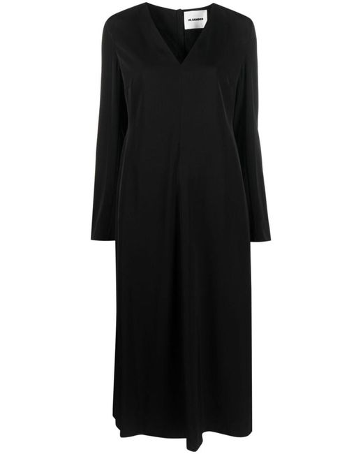 Jil Sander Black Long-sleeve Midi Dress