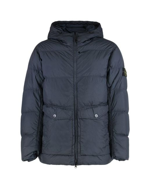 Stone Island Blue Hooded Jacket