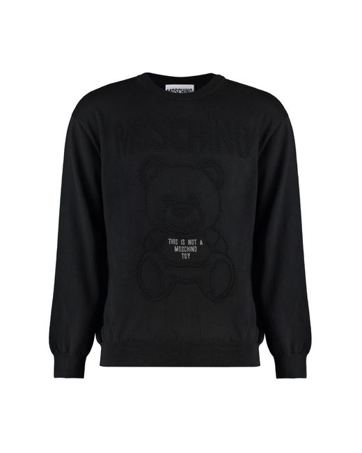 Moschino Black Wool Crew-Neck Sweater for men