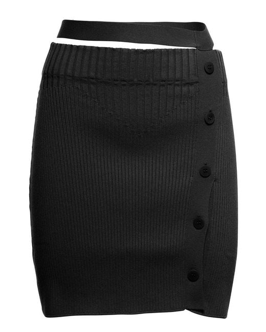 Andreadamo Andrea Adamo Viscose Skirt With Cut Out Detail In Black 