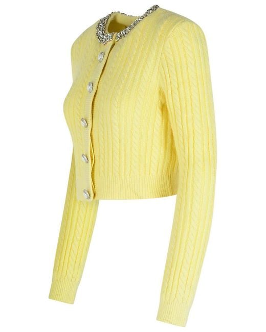 Self-Portrait Yellow Alpaca Blend Cardigan