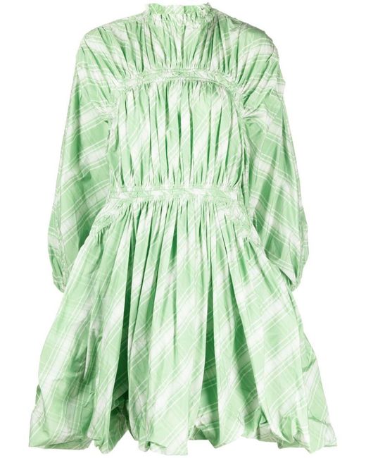Jil Sander Green Plaid-check Pattern Mini Dress