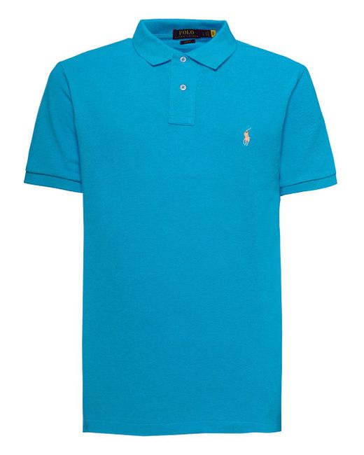 Polo Ralph Lauren Man's Light Blue Cotton Piquet Polo Shirt for Men - Lyst