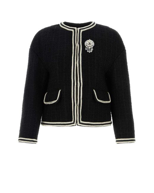 Gucci Black Bouclé Tweed Wool Jacket