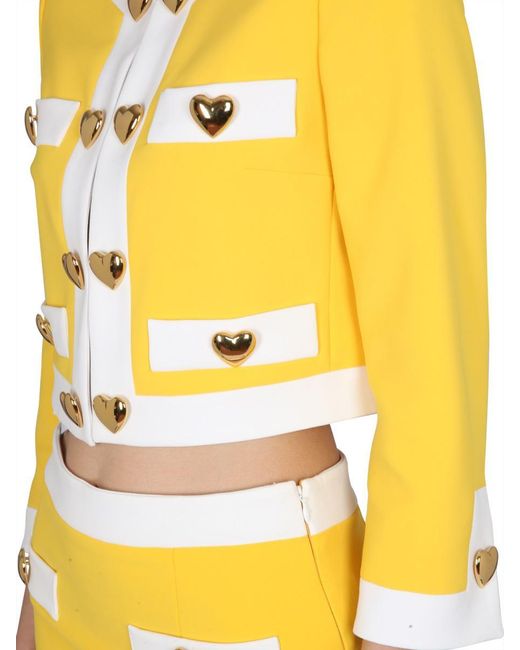 Moschino Yellow Heart Buttons Crepe Jacket