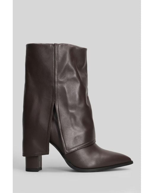 GISÉL MOIRÉ Brown Ducie High Heels Ankle Boots