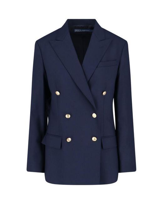 Polo Ralph Lauren Blue Tailored Double-Breasted Jacket With Buttons