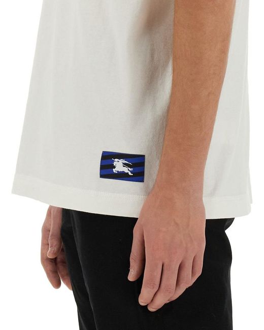 Burberry White T-Shir With Ekd Patch for men