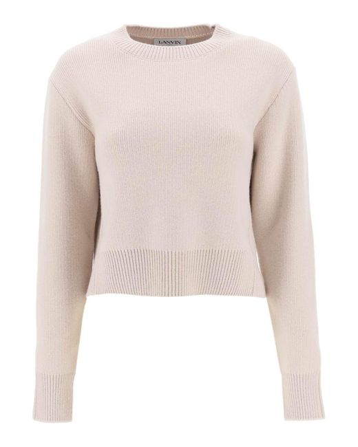 Lanvin Pink Cropped Wool And Cashmere Sweater
