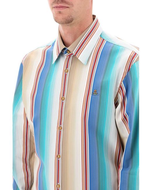 Vivienne Westwood Blue Striped Ghost Shirt for men