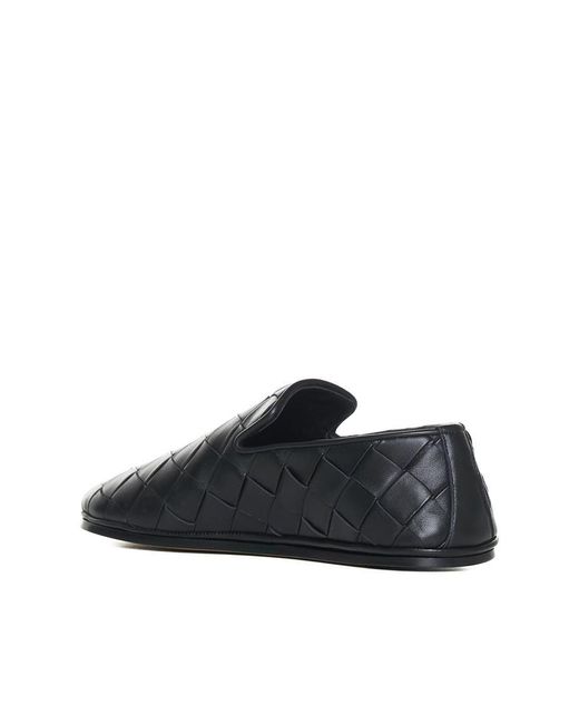 Bottega Veneta Black Intrecciato Leather Flat Slippers