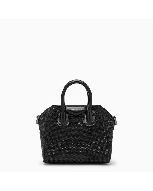 Givenchy Black Antigona Micro Bag With Rhinestones