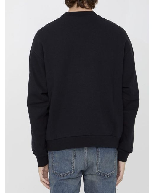 Gucci Black Cotton Jersey Sweatshirt With Embroidery for men