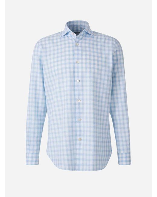 Vincenzo Di Ruggiero Blue Cotton Check Shirt for men