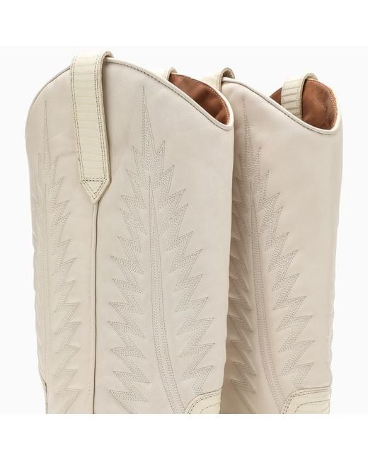 Paris Texas Natural Bone Western Boot With Embroidery