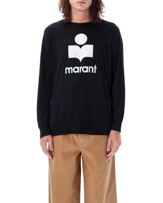 Isabel Marant Black Kieffer Long Sleeve Logo Tee-shirt for men