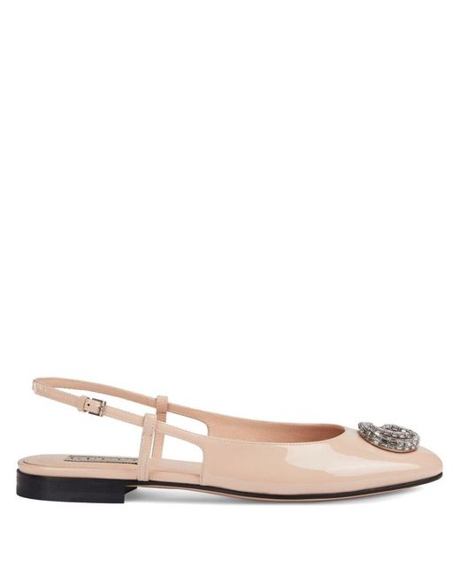 Gucci Natural Patent Leather Slingback Ballet Flats