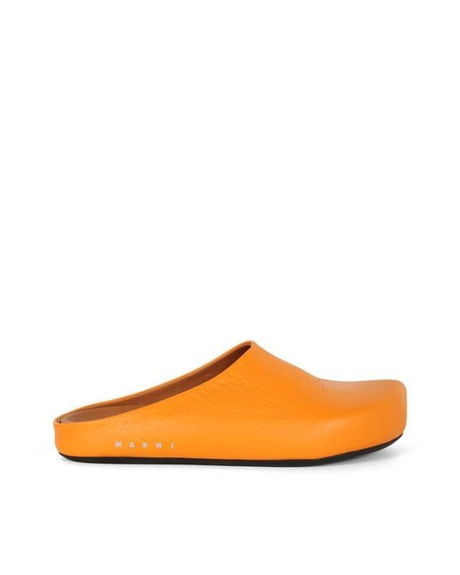 Marni Orange Fussbett Sabot Shoes for men
