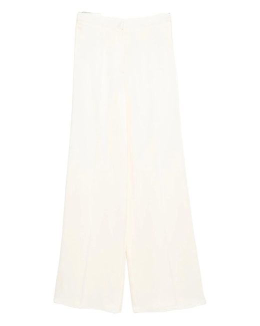 Forte Forte White Shiny Anvers Satin High Waist Embroidered Pants