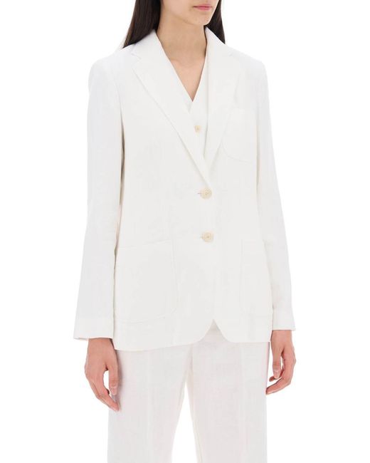 Polo Ralph Lauren White Single-Breasted Linen Jacket
