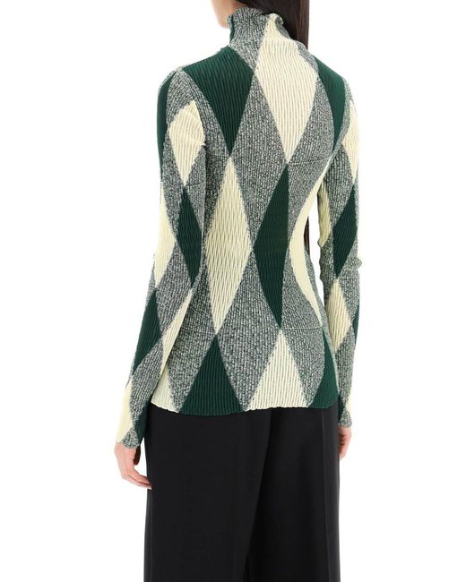 Burberry Green "Striped Cotton And Silk Dolcev