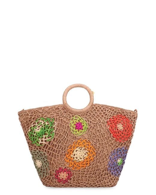 MADE FOR A WOMAN Orange Made For A Daddy Fleur M Raffia Handbag