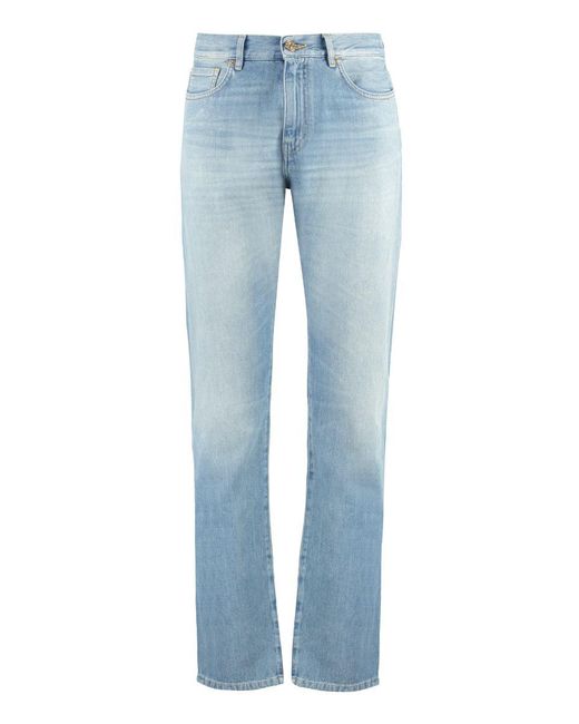 Versace Blue 5-pocket Straight-leg Jeans for men