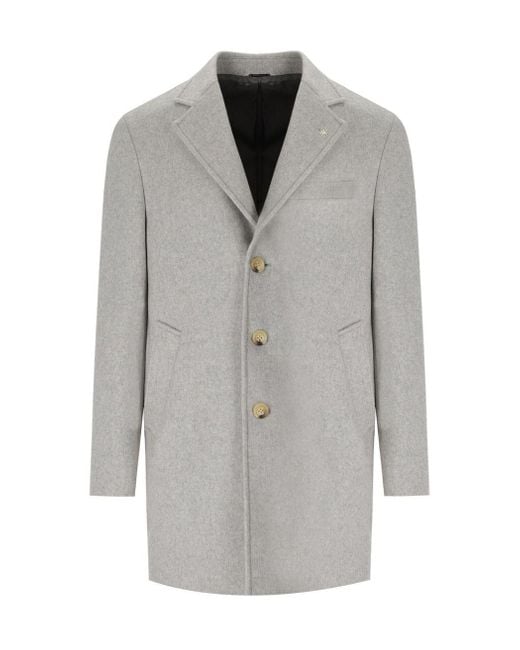 Manuel Ritz Gray Grey Single-breasted Coat for men