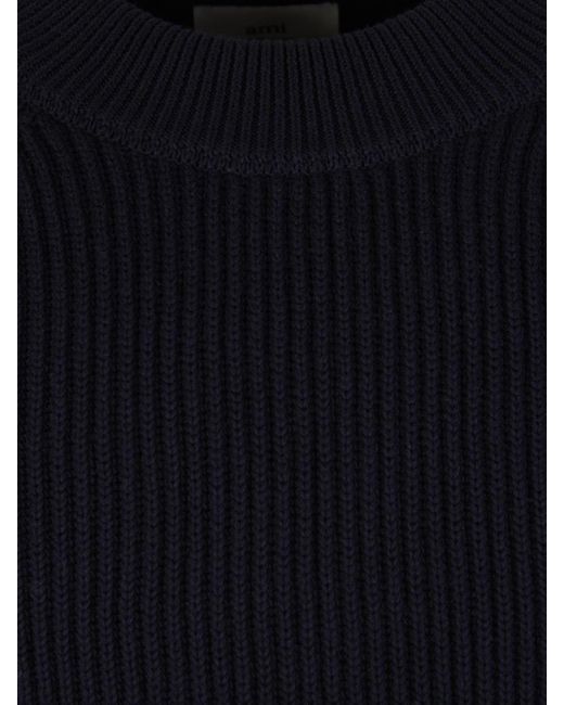AMI Blue Ami Paris Cable Knit Sweater for men