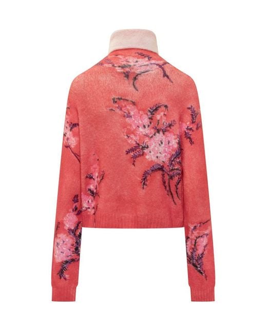 DES_PHEMMES Red Des Phemmes Turtleneck Sweater With Print