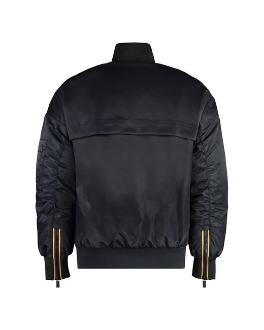 K-Way Black Londony Bomber In Technical Fabric for men