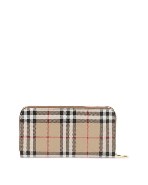 Burberry Natural Large Zip-around Check Wallet