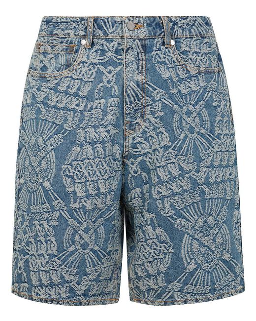 Daily Paper Blue Macrame Denim Shorts