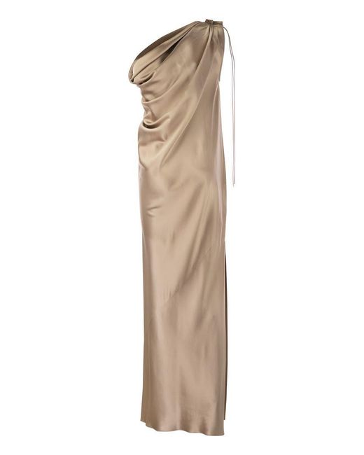 Max Mara Natural Opera - Silk Satin One-shoulder Dress