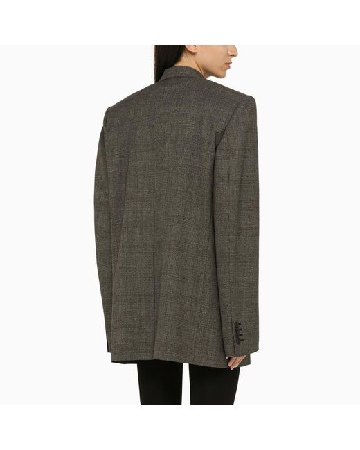 Balenciaga Green Prince Of Wales Double-breasted Jacket In