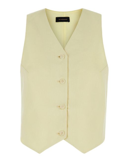 ANDAMANE Yellow Vest With Buttons