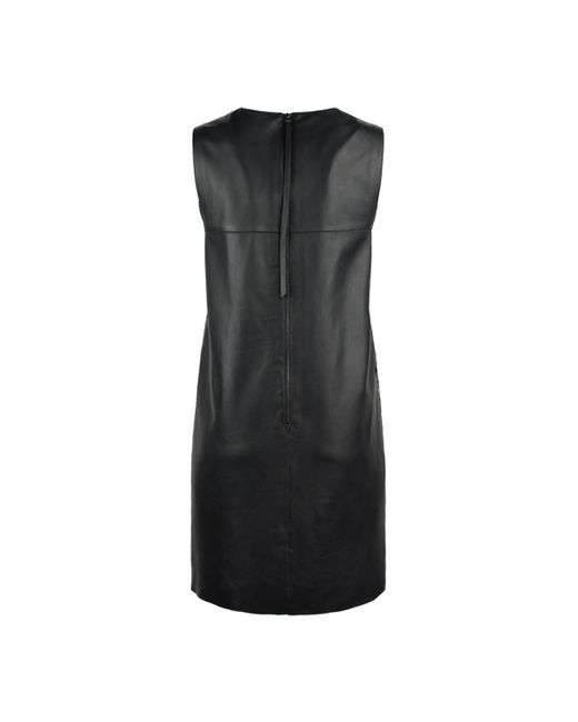 Emporio Armani Women's Black Vegetable Nappa Leather Dress With Laser Cut  Fretwork Capsule Polygon